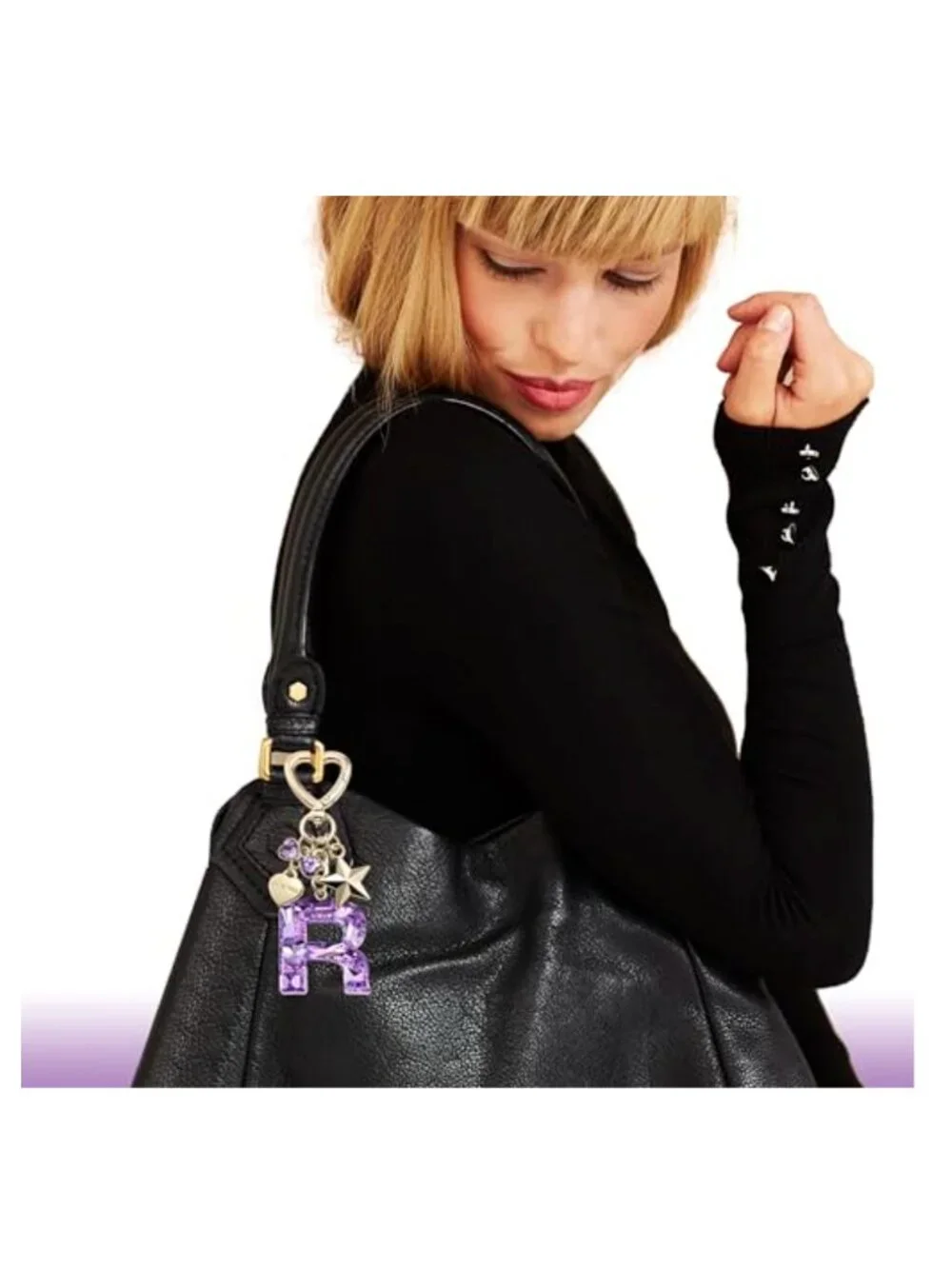 Rhinestone Butterfly Initial Letter Keychain for Women, Sparkly Bag Charm Gift